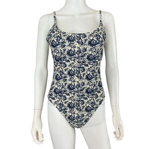 Faherty x Andie Amalfi One Piece Swimsuit L Blue Floral Island Batik Adjustable
